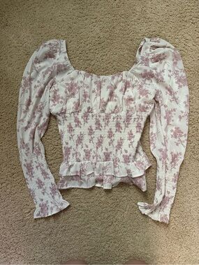 Cistar New York Floral Smocked Peplum Top Size M
